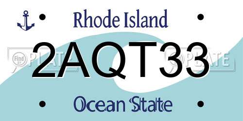 2AQT33 Rhode Island License Plate
