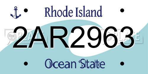 2AR2963 Rhode Island License Plate