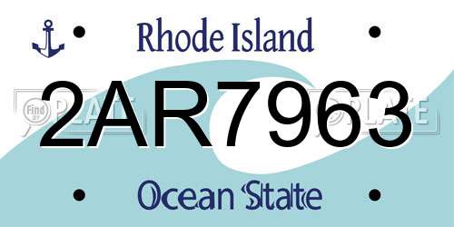 2AR7963 Rhode Island License Plate