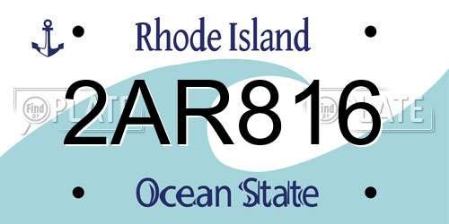 2AR816 Rhode Island License Plate