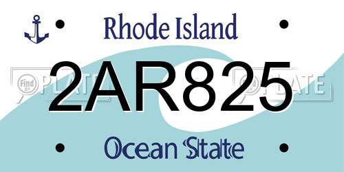 2AR825 Rhode Island License Plate