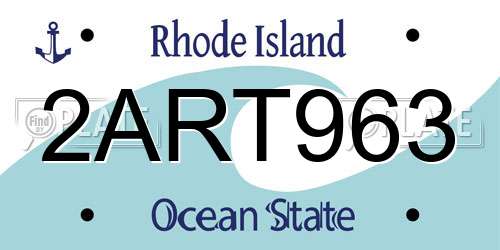 2ART963 Rhode Island License Plate
