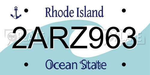 2ARZ963 Rhode Island License Plate
