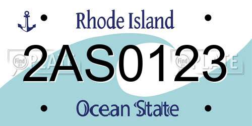2AS0123 Rhode Island License Plate