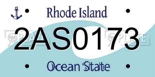 2AS0173 Rhode Island License Plate