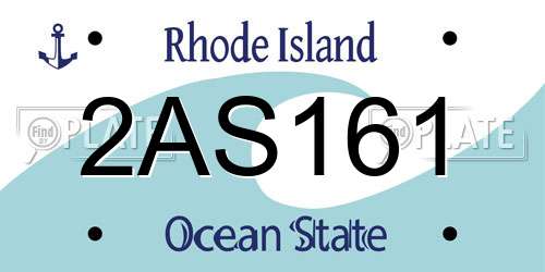 2AS161 Rhode Island License Plate