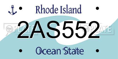 2AS552 Rhode Island License Plate