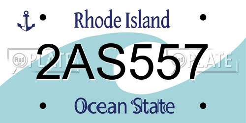 2AS557 Rhode Island License Plate