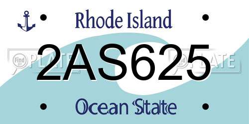2AS625 Rhode Island License Plate