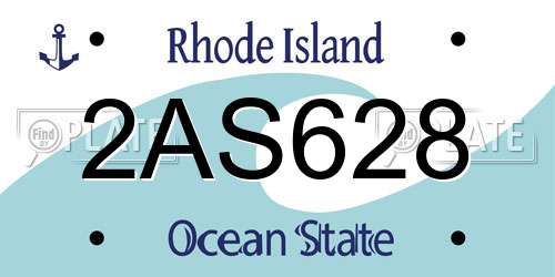 2AS628 Rhode Island License Plate