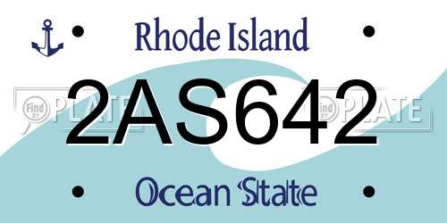 2AS642 Rhode Island License Plate