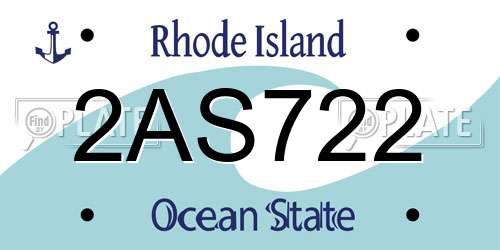 2AS722 Rhode Island License Plate