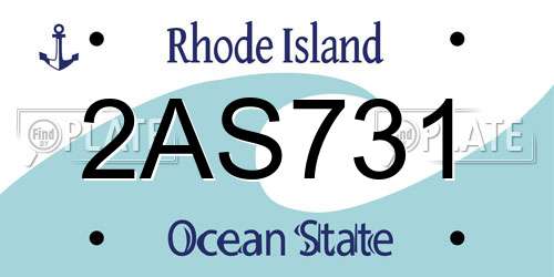 2AS731 Rhode Island License Plate