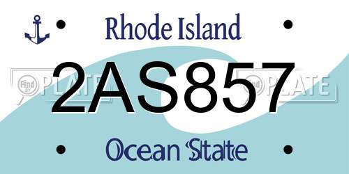 2AS857 Rhode Island License Plate