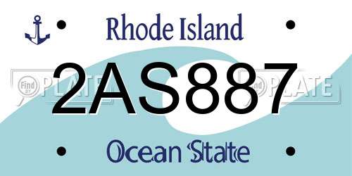 2AS887 Rhode Island License Plate