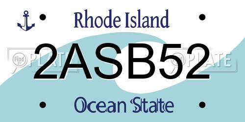 2ASB52 Rhode Island License Plate