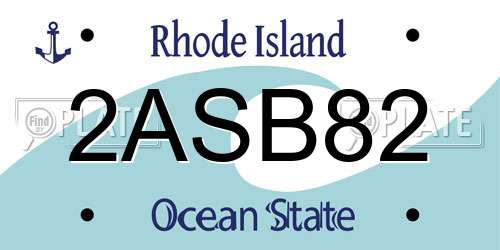 2ASB82 Rhode Island License Plate