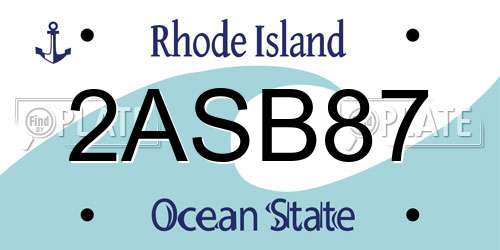 2ASB87 Rhode Island License Plate