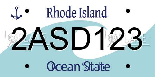 2ASD123 Rhode Island License Plate