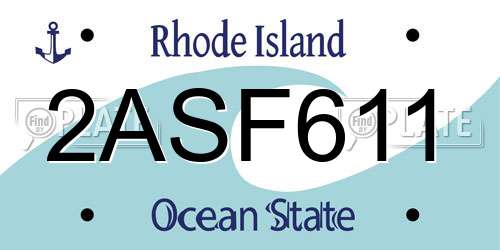 2ASF611 Rhode Island License Plate