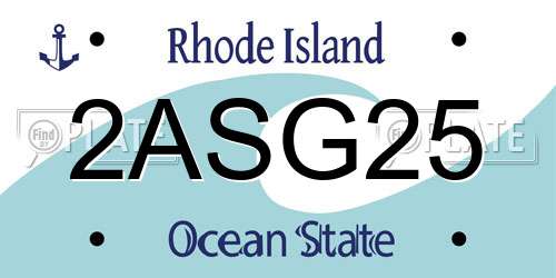2ASG25 Rhode Island License Plate