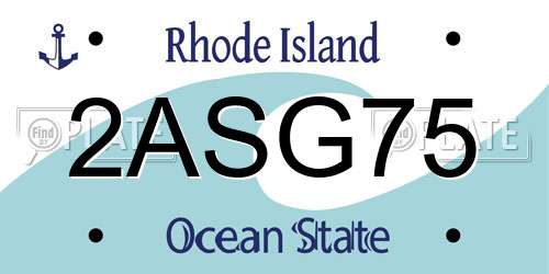 2ASG75 Rhode Island License Plate