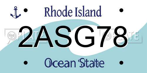 2ASG78 Rhode Island License Plate