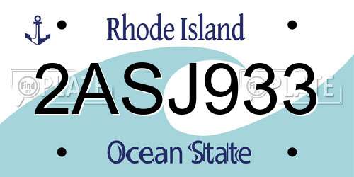 2ASJ933 Rhode Island License Plate