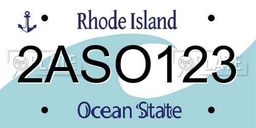 2ASO123 Rhode Island License Plate