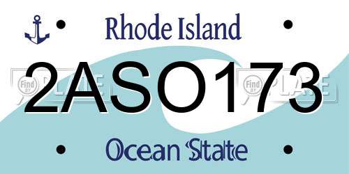 2ASO173 Rhode Island License Plate