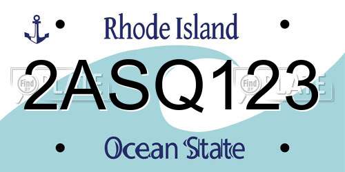 2ASQ123 Rhode Island License Plate