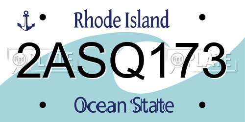 2ASQ173 Rhode Island License Plate