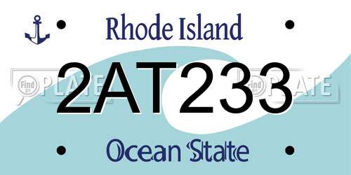 2AT233 Rhode Island License Plate