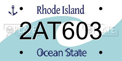2AT603 Rhode Island License Plate
