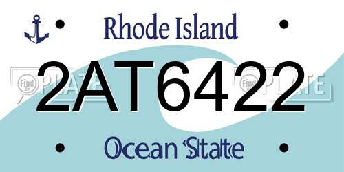 2AT6422 Rhode Island License Plate