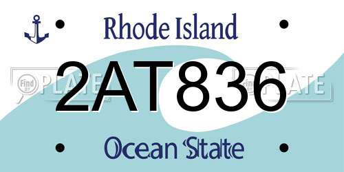 2AT836 Rhode Island License Plate