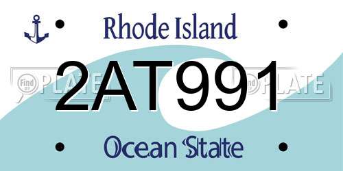 2AT991 Rhode Island License Plate