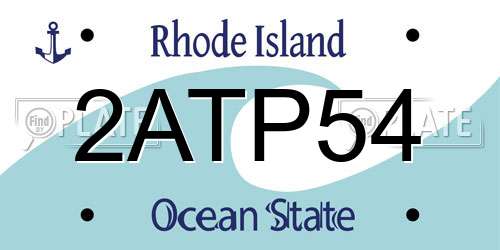 2ATP54 Rhode Island License Plate