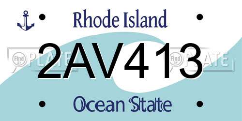 2AV413 Rhode Island License Plate