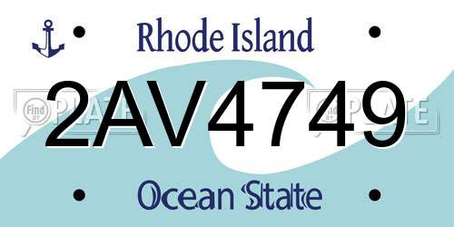 2AV4749 Rhode Island License Plate