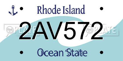 2AV572 Rhode Island License Plate