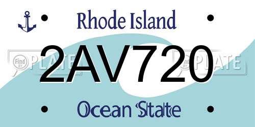 2AV720 Rhode Island License Plate