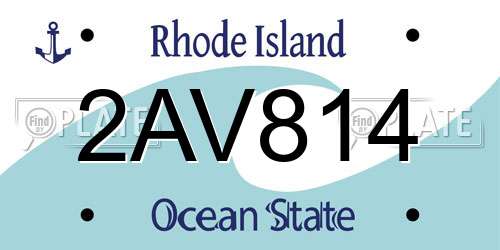 2AV814 Rhode Island License Plate