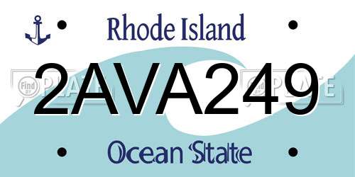 2AVA249 Rhode Island License Plate