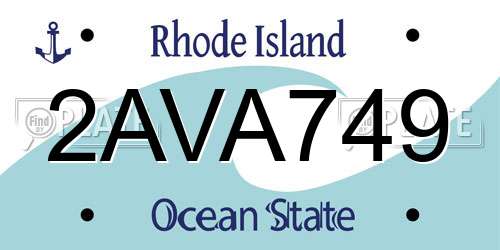 2AVA749 Rhode Island License Plate