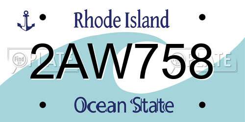 2AW758 Rhode Island License Plate