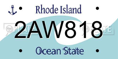 2AW818 Rhode Island License Plate