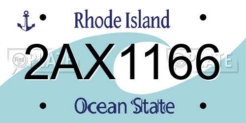 2AX1166 Rhode Island License Plate