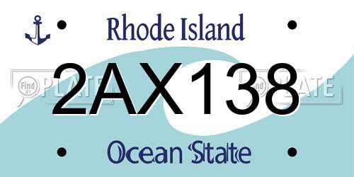 2AX138 Rhode Island License Plate