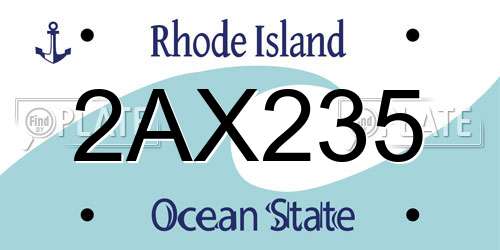 2AX235 Rhode Island License Plate